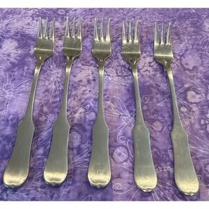 Oxford Hall OXH59 Seafood Forks Fork Satin Wing Heel Tipped Stainless Set Of‎ 5